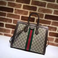 Gucci Unisex Ophidia GG Medium Tote Bag Beige Ebony GG Supreme Canvas (7)