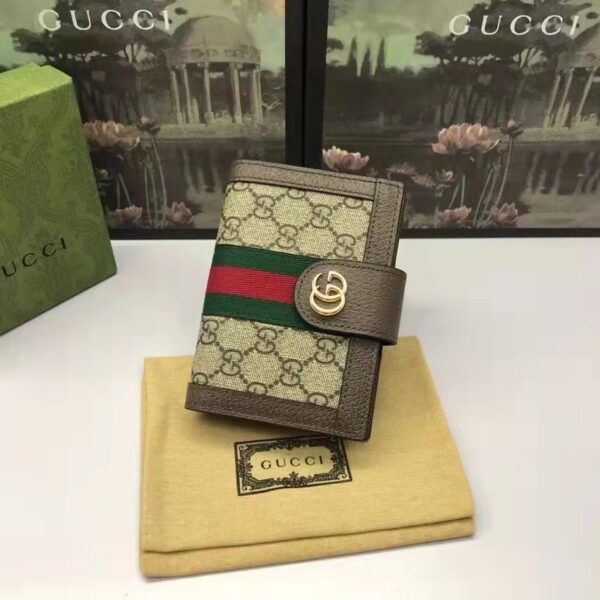 Gucci Unisex Ophidia GG Passport Case Beige Ebony GG Supreme Canvas (3)
