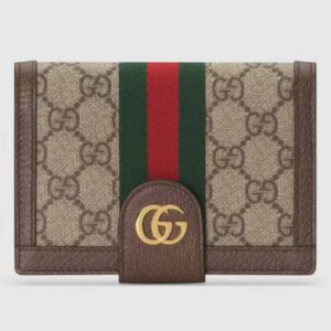Gucci Unisex Ophidia GG Passport Case Beige Ebony GG Supreme Canvas