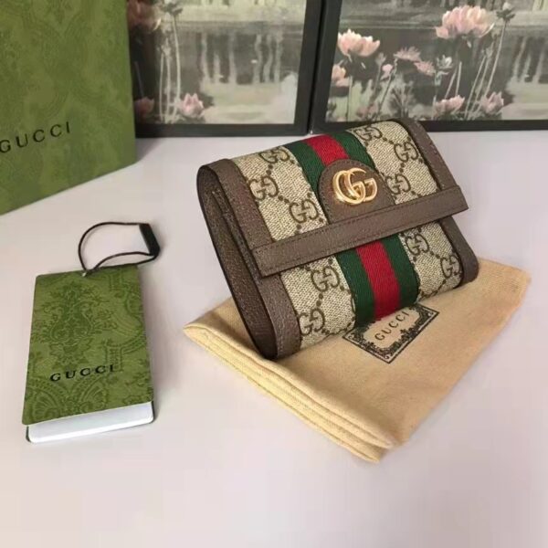 Gucci Unisex Ophidia GG Wallet Beige Ebony GG Supreme Canvas (4)