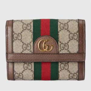 Gucci Unisex Ophidia GG Wallet Beige Ebony GG Supreme Canvas