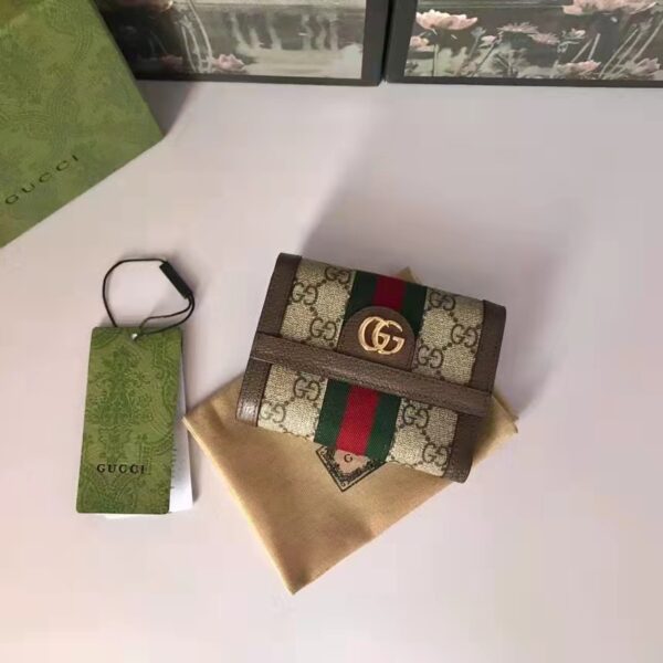 Gucci Unisex Ophidia GG Wallet Beige Ebony GG Supreme Canvas (6)