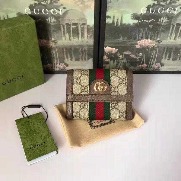 Gucci Unisex Ophidia GG Wallet Beige Ebony GG Supreme Canvas (7)