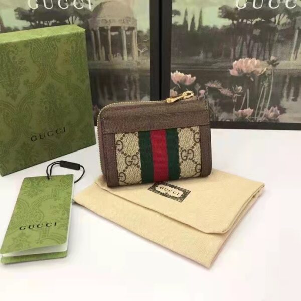 Gucci Unisex Ophidia Zip Around Wallet Beige Ebony GG Supreme Canvas (1)