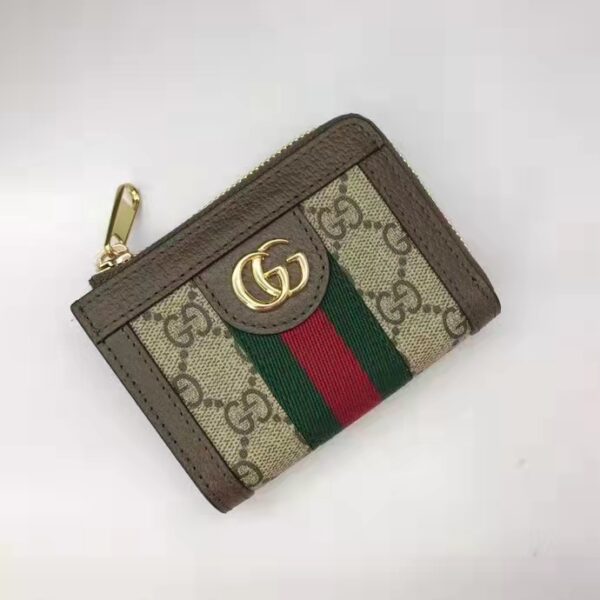 Gucci Unisex Ophidia Zip Around Wallet Beige Ebony GG Supreme Canvas (5)
