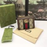 Gucci Unisex Ophidia Zip Around Wallet Beige Ebony GG Supreme Canvas - Image 3