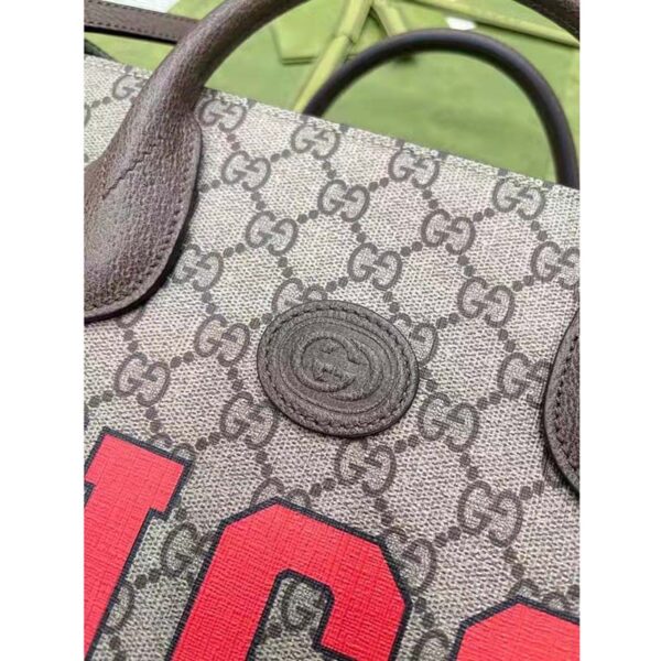 Gucci Unisex Tiger GG Small Tote Bag Beige Ebony GG Supreme Canvas (12)