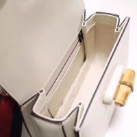 Gucci Women Bamboo 1947 Min Top Handle Bag White Leather Bamboo Hardware (2)