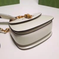 Gucci Women Bamboo 1947 Min Top Handle Bag White Leather Bamboo Hardware (2)