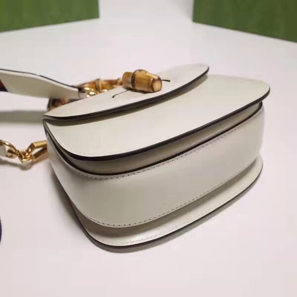 Gucci Women Bamboo 1947 Min Top Handle Bag White Leather Bamboo Hardware (6)