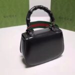 Gucci Women Bamboo 1947 Mini Top Handle Bag Black Leather Bamboo Hardware – Image 4