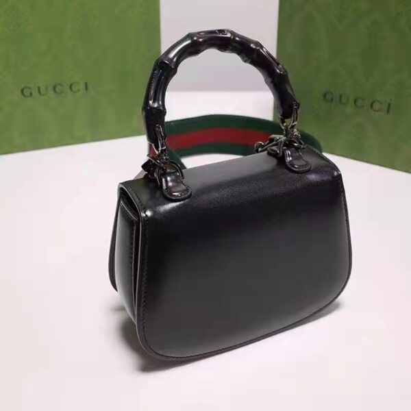 Gucci Women Bamboo 1947 Mini Top Handle Bag Black Leather Bamboo Hardware (2)