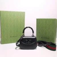 Gucci Women Bamboo 1947 Mini Top Handle Bag Black Leather Bamboo Hardware (6)