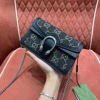 Gucci Women Dionysus Small GG Shoulder Bag Black GG Denim Jacquard Leather (13)