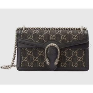 Gucci Women Dionysus Small GG Shoulder Bag Black GG Denim Jacquard Leather
