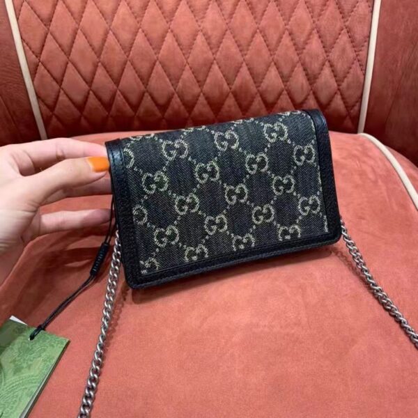 Gucci Women Dionysus Small GG Shoulder Bag Black GG Denim Jacquard Leather (4)