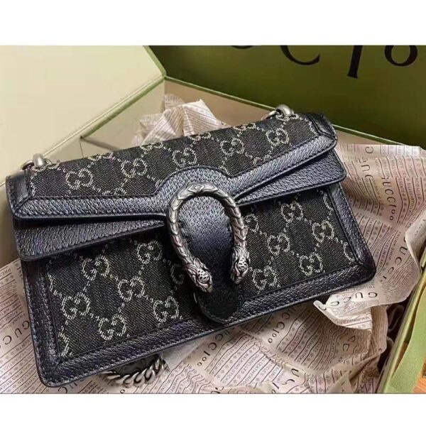 Gucci Women Dionysus Small GG Shoulder Bag Black GG Denim Jacquard Leather (8)