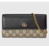 Gucci Women GG Marmont Chain Wallet Black Beige Ebony GG Supreme Canvas