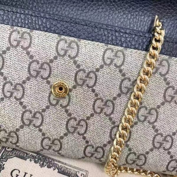 Gucci Women GG Marmont Chain Wallet Black Beige Ebony GG Supreme Canvas (4)