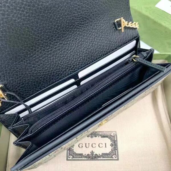 Gucci Women GG Marmont Chain Wallet Black Beige Ebony GG Supreme Canvas (8)