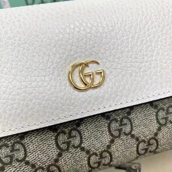 Gucci Women GG Marmont Chain Wallet White Beige Ebony GG Supreme Canvas (1)
