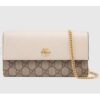 Gucci Women GG Marmont Chain Wallet White Beige Ebony GG Supreme Canvas