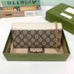 Gucci Women GG Marmont Chain Wallet White Beige Ebony GG Supreme Canvas - Imagen 3