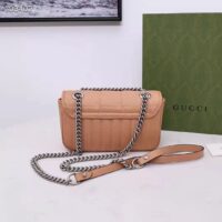 Gucci Women GG Marmont Mini Bag Beige Double G Matelassé Leather (7)