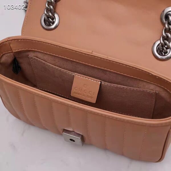 Gucci Women GG Marmont Mini Bag Beige Double G Matelassé Leather (3)