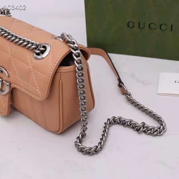 Gucci Women GG Marmont Mini Bag Beige Double G Matelassé Leather (4)