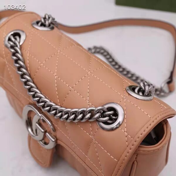 Gucci Women GG Marmont Mini Bag Beige Double G Matelassé Leather (5)