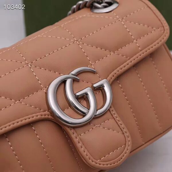 Gucci Women GG Marmont Mini Bag Beige Double G Matelassé Leather (6)
