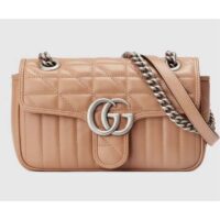 Gucci Women GG Marmont Mini Bag Beige Double G Matelassé Leather (7)