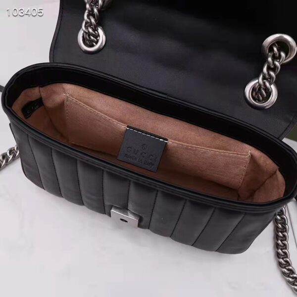 Gucci Women GG Marmont Mini Shoulder Bag Black Double G Matelassé Leather (1)