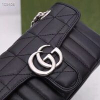 Gucci Women GG Marmont Mini Shoulder Bag Black Double G Matelassé Leather (10)