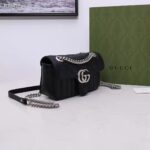 Gucci Women GG Marmont Mini Shoulder Bag Black Double G Matelassé Leather - Image 4