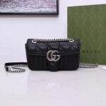 Gucci Women GG Marmont Mini Shoulder Bag Black Double G Matelassé Leather - Image 2