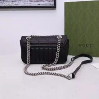 Gucci Women GG Marmont Mini Shoulder Bag Black Double G Matelassé Leather (10)