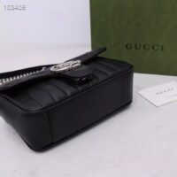Gucci Women GG Marmont Mini Shoulder Bag Black Double G Matelassé Leather (10)