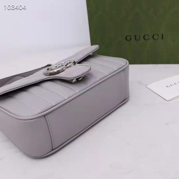 Gucci Women GG Marmont Mini Shoulder Bag Dark Grey Double G Matelassé Leather (1)