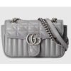 Gucci Women GG Marmont Mini Shoulder Bag Dark Grey Double G Matelassé Leather
