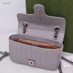 Gucci Women GG Marmont Mini Shoulder Bag Dark Grey Double G Matelassé Leather - Image 6