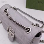 Gucci Women GG Marmont Mini Shoulder Bag Dark Grey Double G Matelassé Leather - Image 9