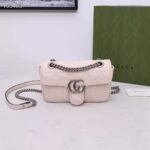 Gucci Women GG Marmont Mini Shoulder Bag White Double G Matelassé Leather - immagine 2