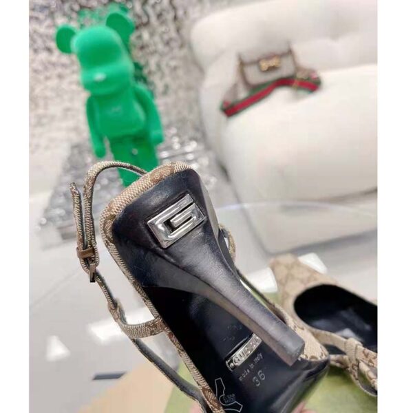 Gucci Women GG Slingback Pump Beige Ebony Original GG Canvas 8 cm Heel (9)