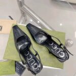Gucci Women GG Slingback Pump Black Leather Back Ankle Buckle 8 cm Heel - Image 3