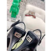 Gucci Women GG Slingback Pump Black Leather Back Ankle Buckle 8 cm Heel (7)