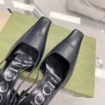 Gucci Women GG Slingback Pump Black Leather Back Ankle Buckle 8 cm Heel - Image 7