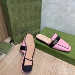 Gucci Women GG Slipper Double G Pink Leather Matelassé Chevron Insert – Bild 8