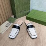 Gucci Women GG Slipper Double G White Leather Matelassé Chevron Insert - Image 6